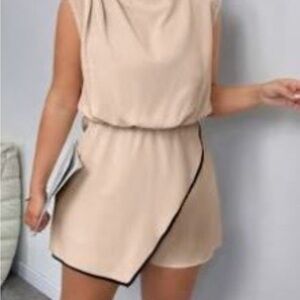 Elegant Beige Sleeveless Romper